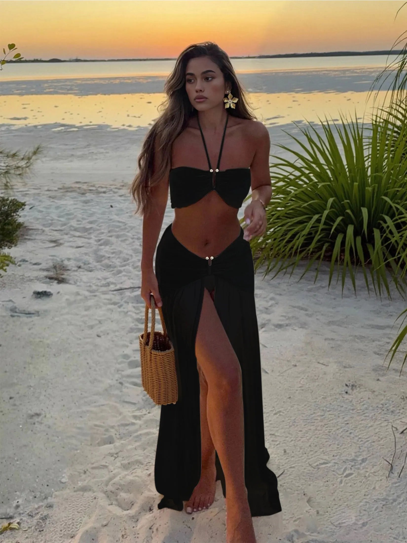 Halter Neck 3 Piece Bikini Set